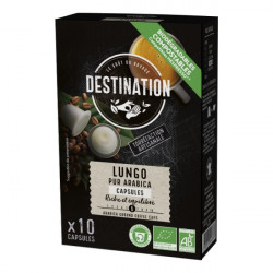 Kapsle kávové Lungo 100% arabica Destination BIO 10 kapslí 55 g pro kávovary Nespresso (min. trvanlivost do 17.6.2023)