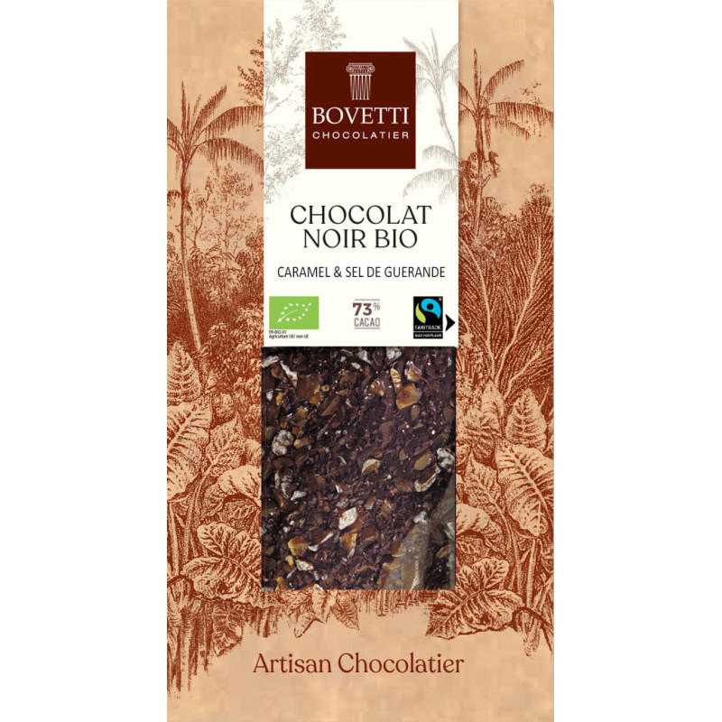 BIO a fair trade horká čokoláda 73% so slaným karamelom 100g