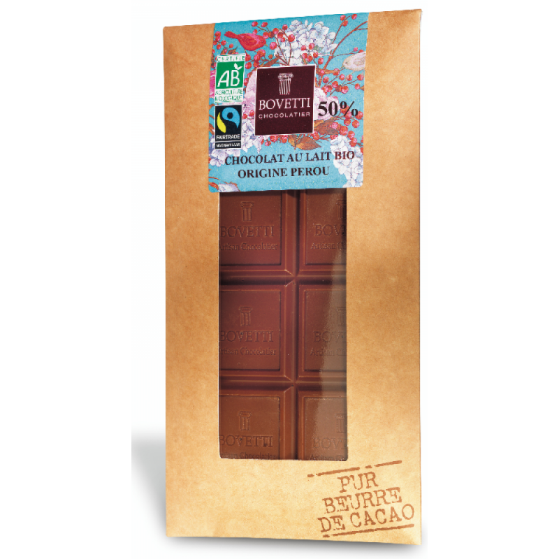Bio a fair trade mliečna čokoláda 50% Peru 100g