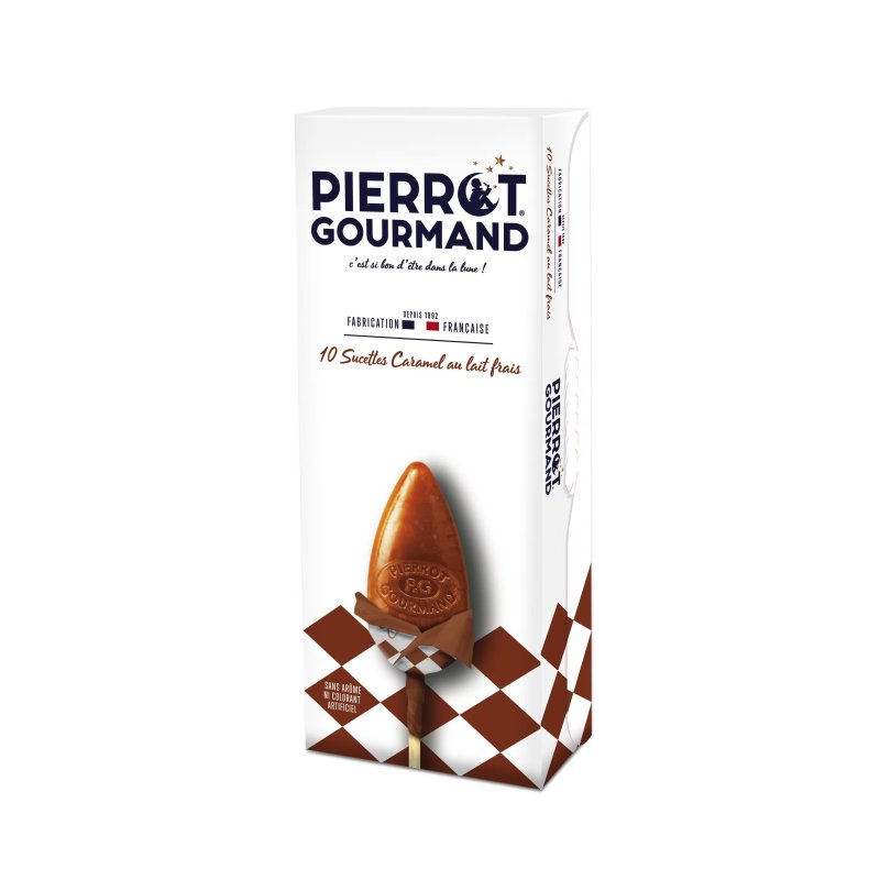 Pierrot Gourmand 10ks Karamelových lízaniek v darčekovej krabičke, Francúzsko, 130g
