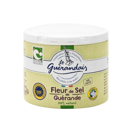 Coopérative Le Guérandais Exkluzívna morská soľ Fleur de Sel v dóze, Francúzsko, 125g