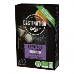 Kapsle kávové Expresso 100% arabica Destination BIO 10 kapslí 55 g pro kávovary Nespresso (min. trvanlivost do 27.6.2023)